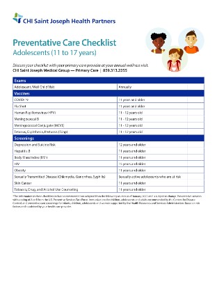 Preventative Checklist
