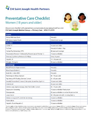 Preventative Care Checklist